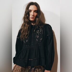 NWT Zara ZW collection embroidered romantic blouse